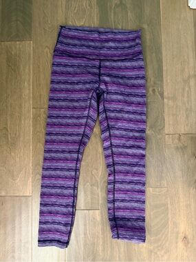 lululemon athletica Purple Striped High-Rise Leggings